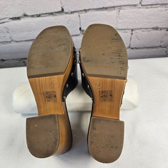 CLOUD AIR BLACK LEATHER BLOCK HEEL MULES SIZE 7 EUC - Picture 8 of 10